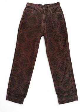 Vintage Bill Blass Brown Printed Corduroy High Waisted Pants Mom Cut